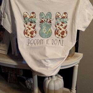 Gildan White Short Sleeve Tee with Bunny Print